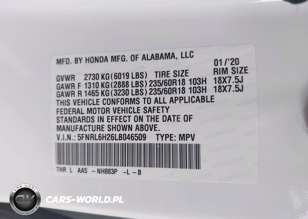 2020 Honda Odyssey Lx VIN:5FNRL6H26LB046509 - 9