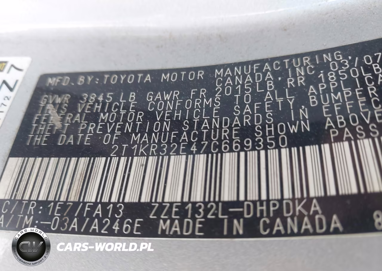 2007 Toyota Matrix VIN:2T1KR32E47C669350 - 9
