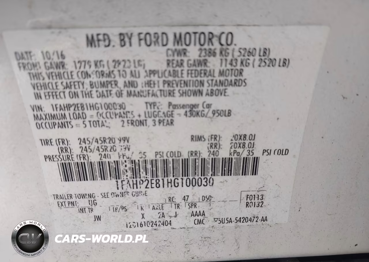 2017 Ford Taurus Sel VIN:1FAHP2E81HG100030 - 9