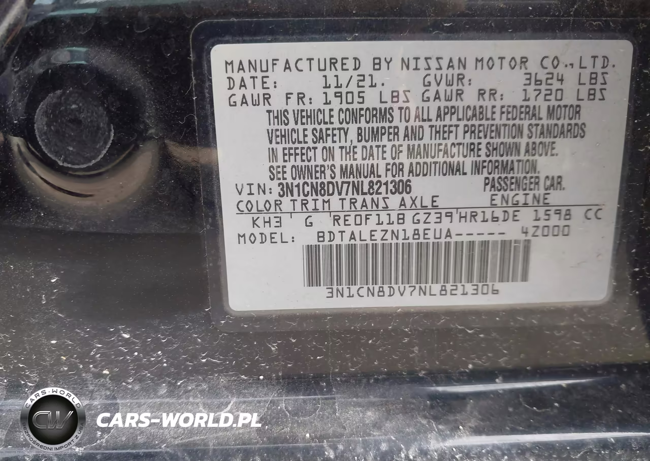 2022 Nissan Versa 1.6 S Xtronic Cvt VIN:3N1CN8DV7NL821306 - 9
