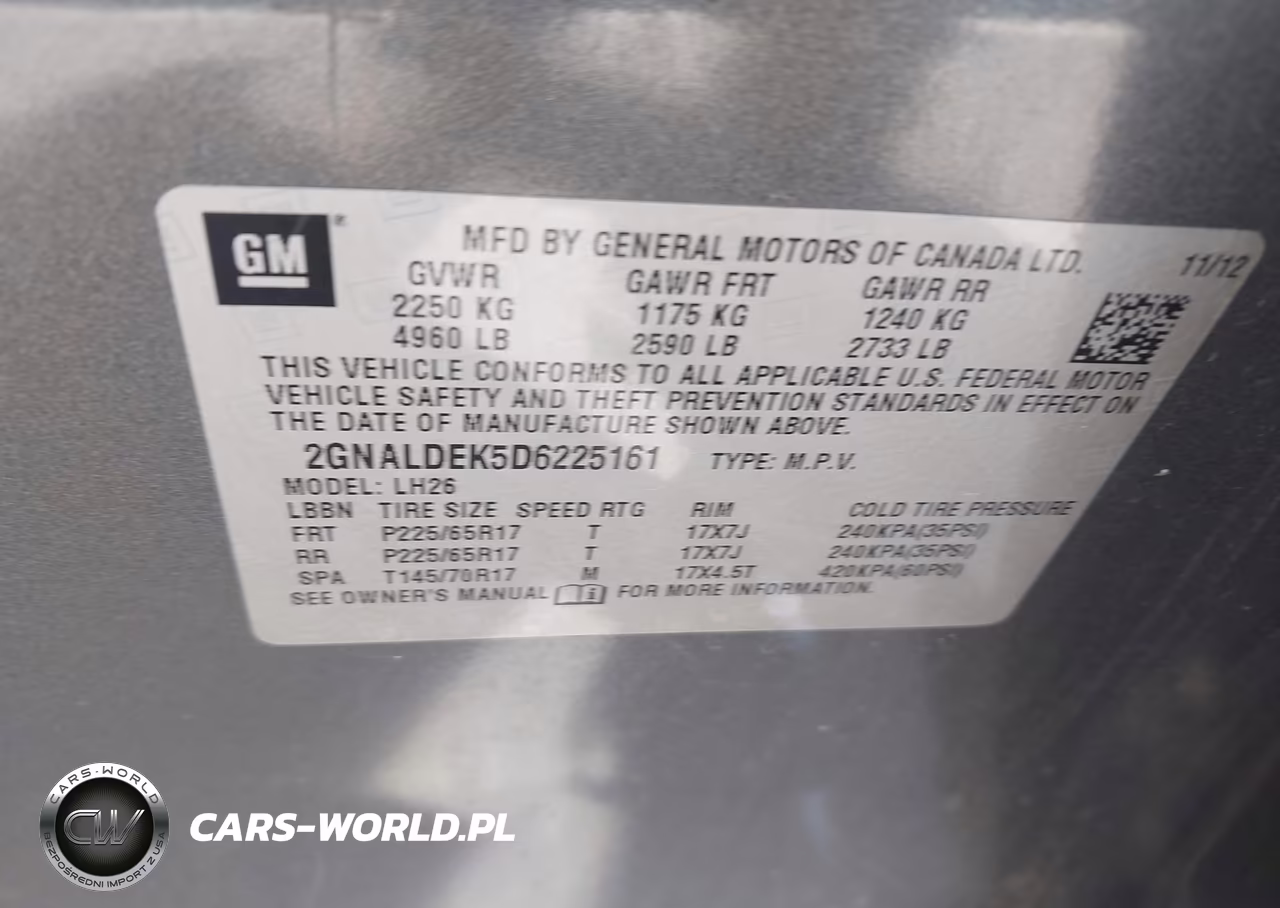 2013 Chevrolet Equinox 1Lt VIN:2GNALDEK5D6225161 - 9