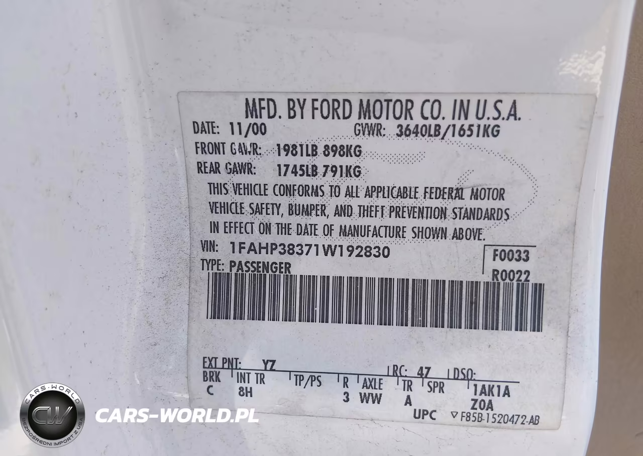 2001 Ford Focus Zts VIN:1FAHP38371W192830 - 9