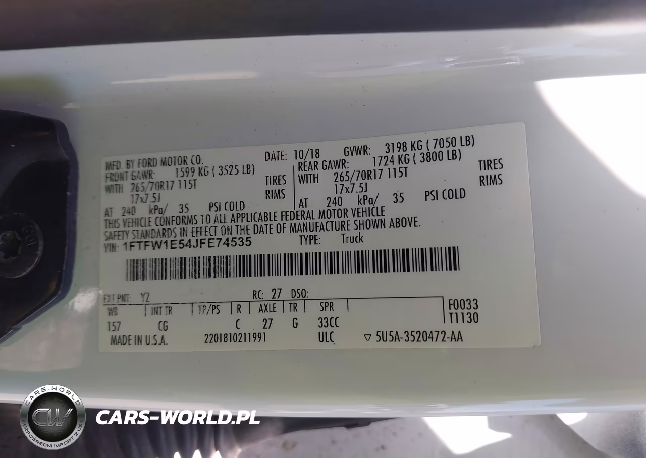 2018 Ford F-150 Xl VIN:1FTFW1E54JFE74535 - 9