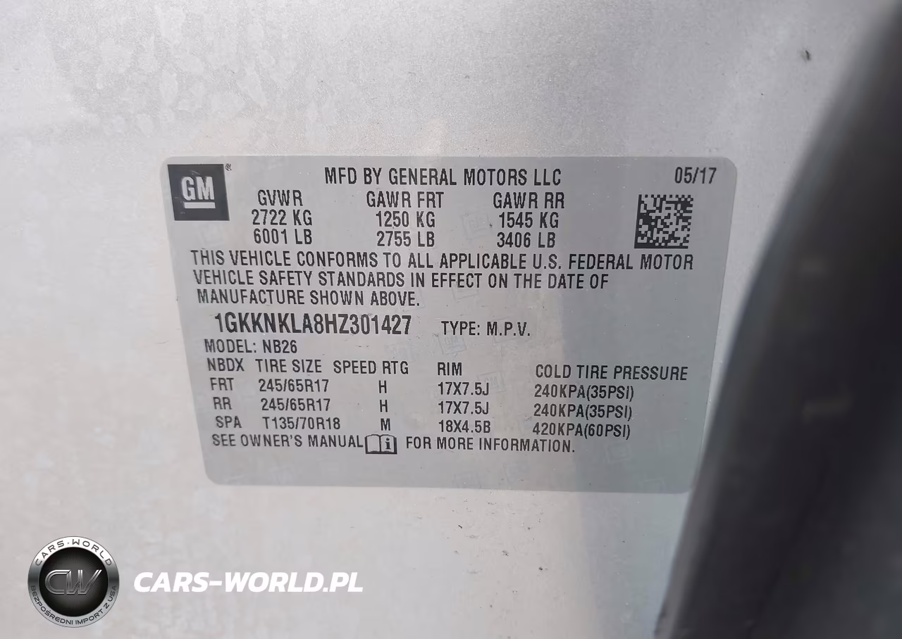 2017 GMC Acadia Sle-1 VIN:1GKKNKLA8HZ301427 - 9