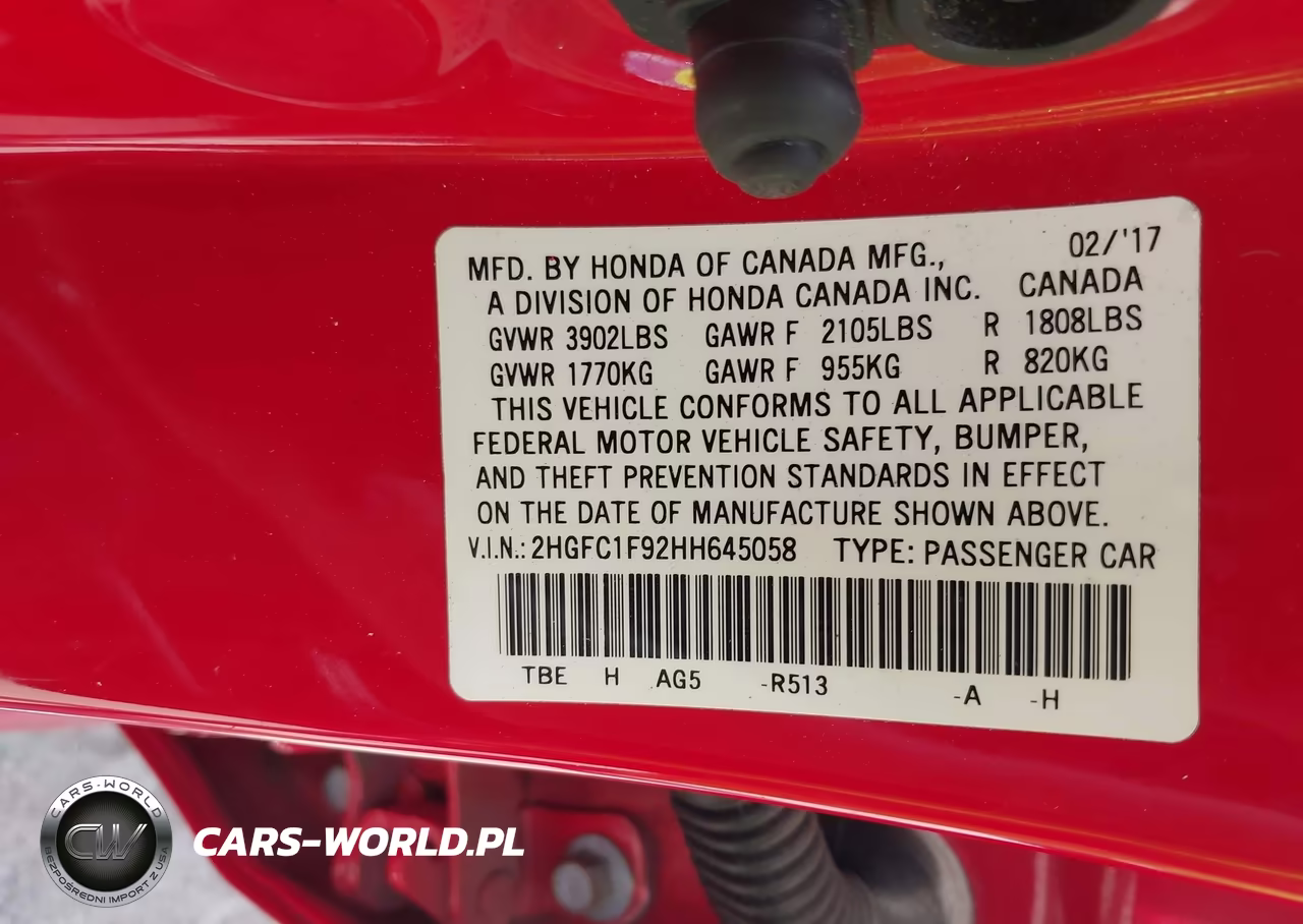 2017 Honda Civic Touring VIN:2HGFC1F92HH645058 - 9