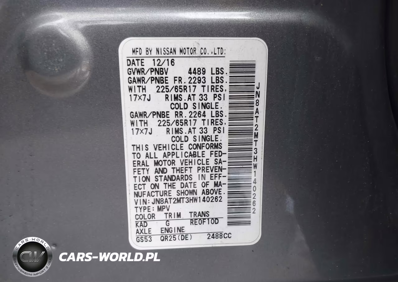 2017 Nissan Rogue S VIN:JN8AT2MT3HW140262 - 9