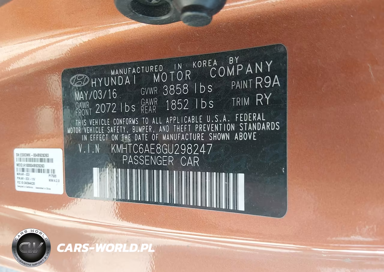 2016 Hyundai Veloster Turbo VIN:KMHTC6AE8GU298247 - 9