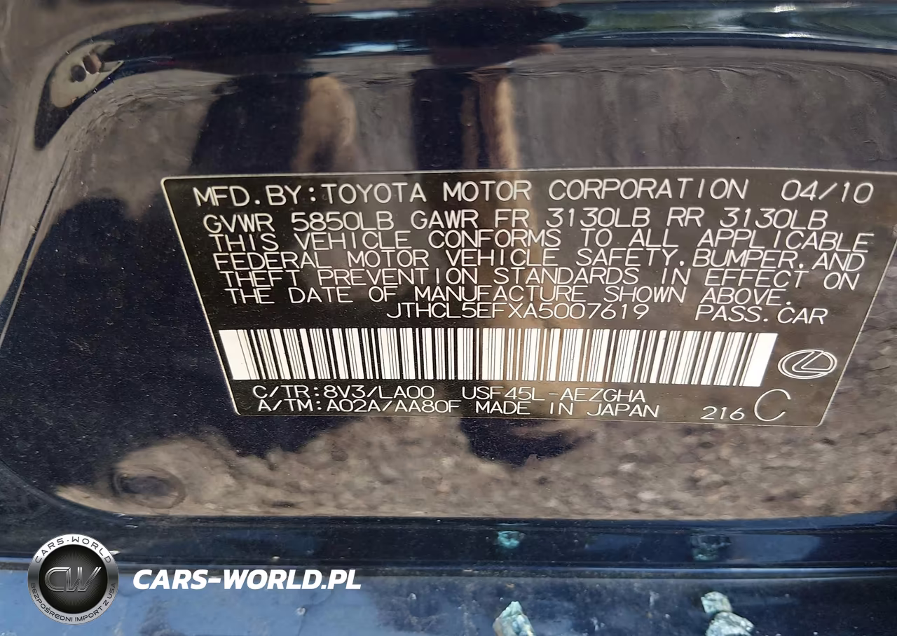 2010 Lexus Ls 460 VIN:JTHCL5EFXA5007619 - 9