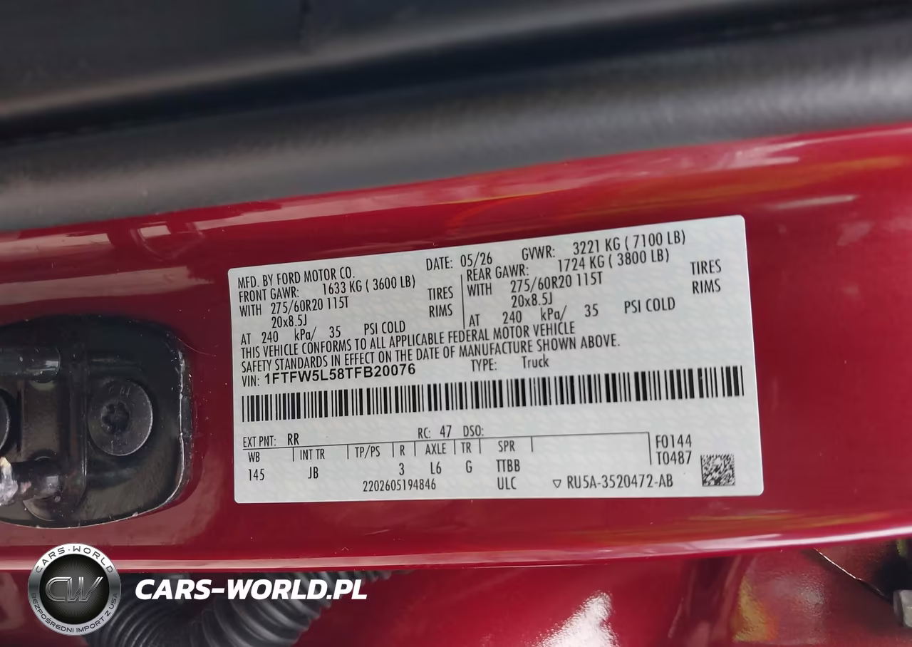 2026 Ford F-150 Lariat VIN:1FTFW5L58TFB20076 - 9