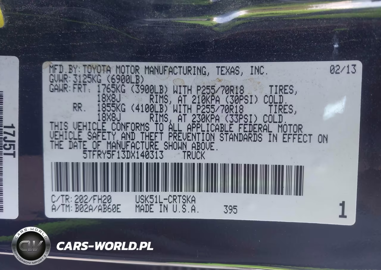 2013 Toyota Tundra Grade 5.7L V8 VIN:5TFRY5F13DX140313 - 9