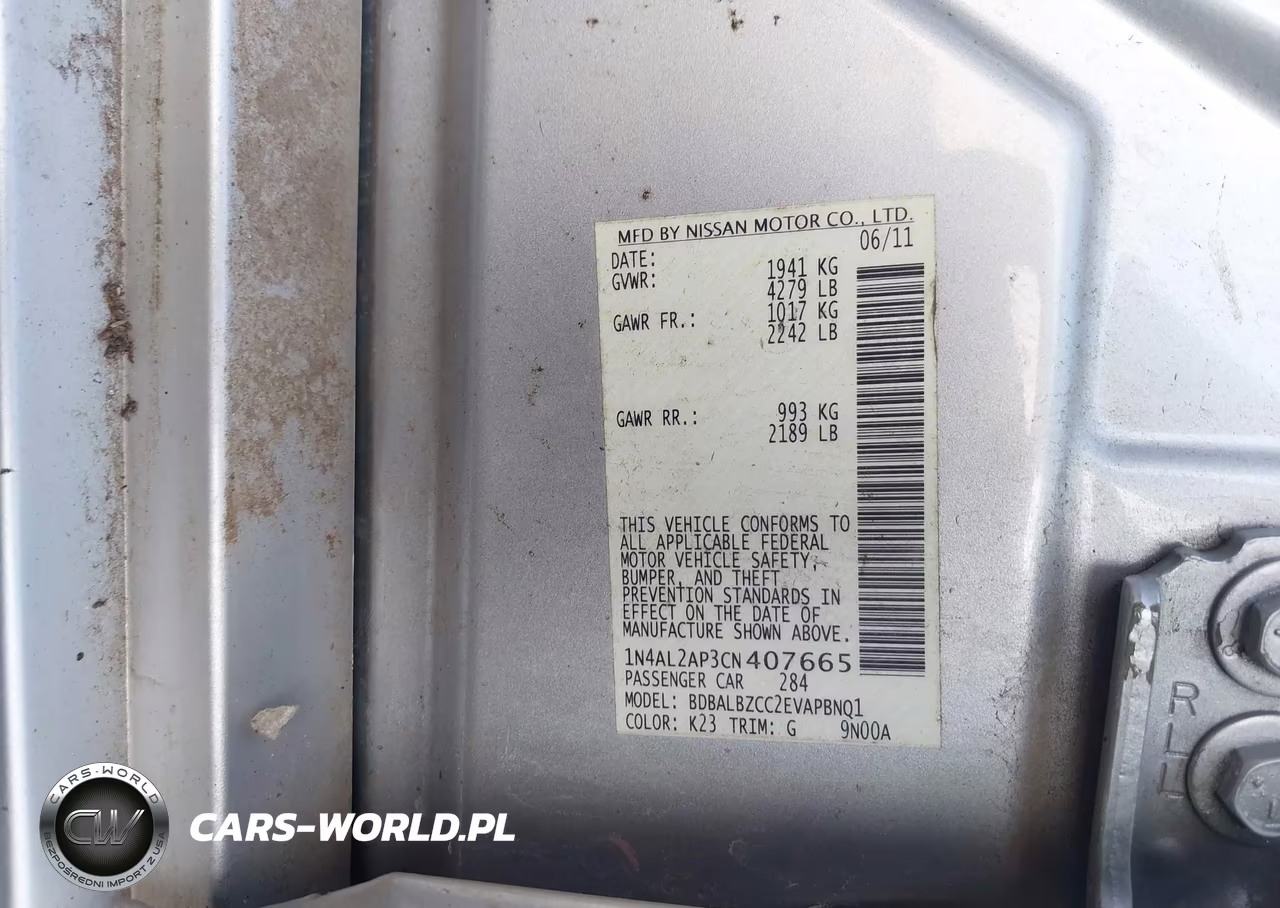 2012 Nissan Altima 2.5 S VIN:1N4AL2AP3CN407665 - 9