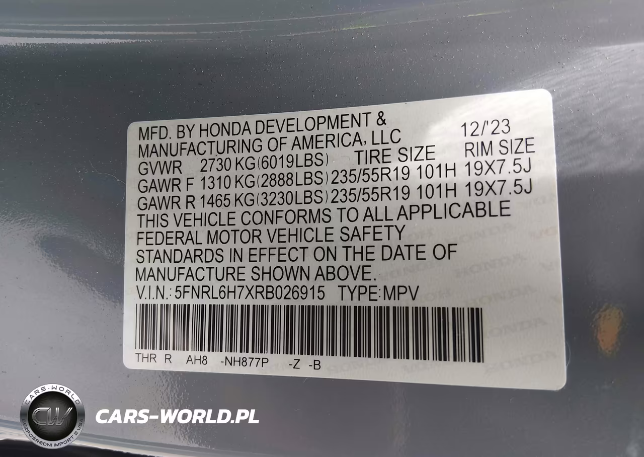 2024 Honda Odyssey Sport VIN:5FNRL6H7XRB026915 - 9