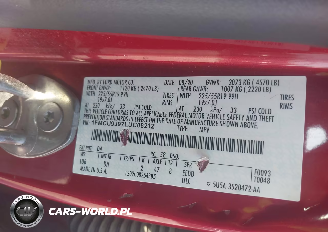 2020 Ford Escape Titanium VIN:1FMCU9J97LUC08212 - 9