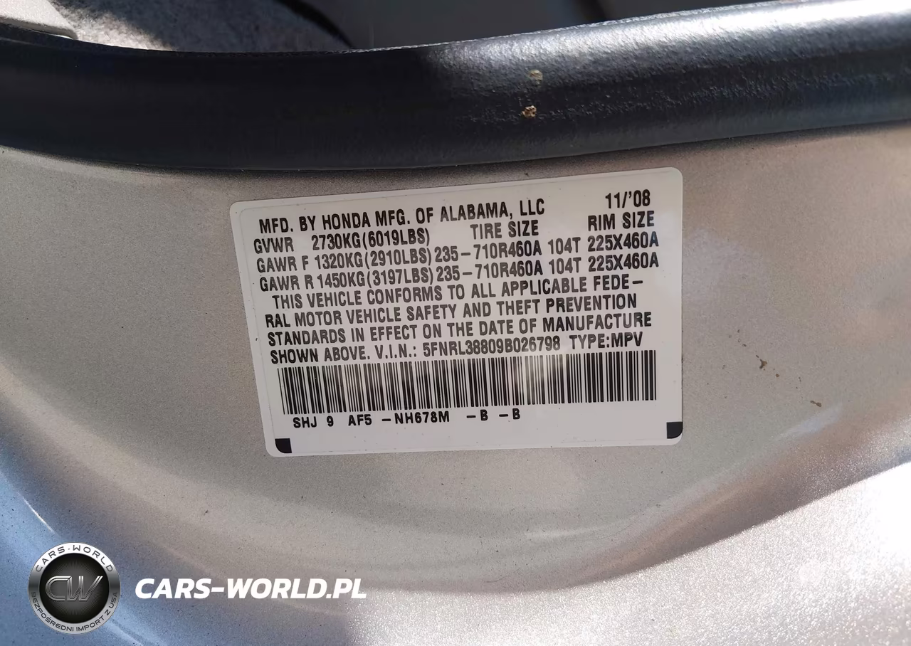 2009 Honda Odyssey Touring VIN:5FNRL38809B026798 - 9