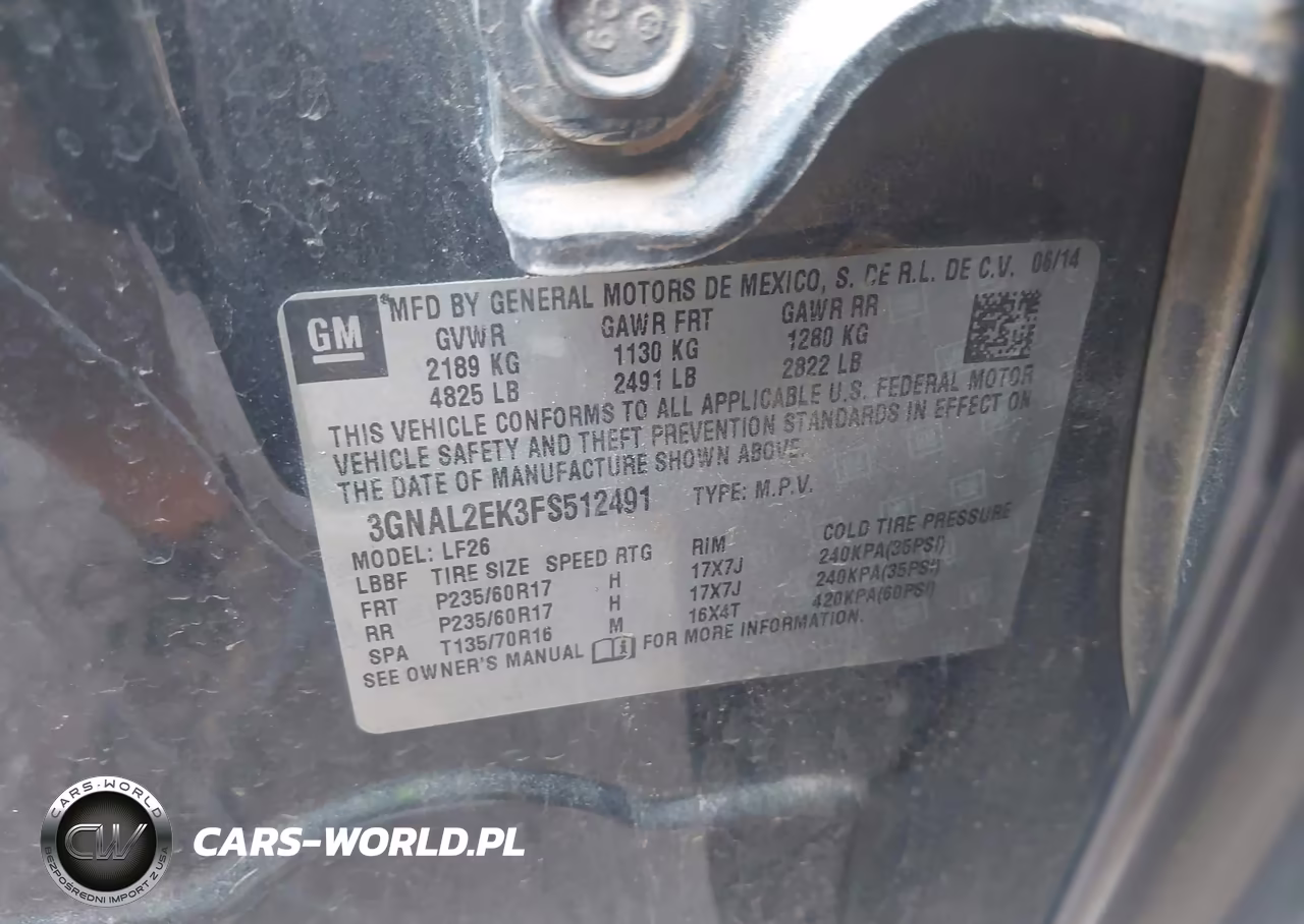 2015 Chevrolet Captiva Sport Fleet Ls VIN:3GNAL2EK3FS512491 - 9