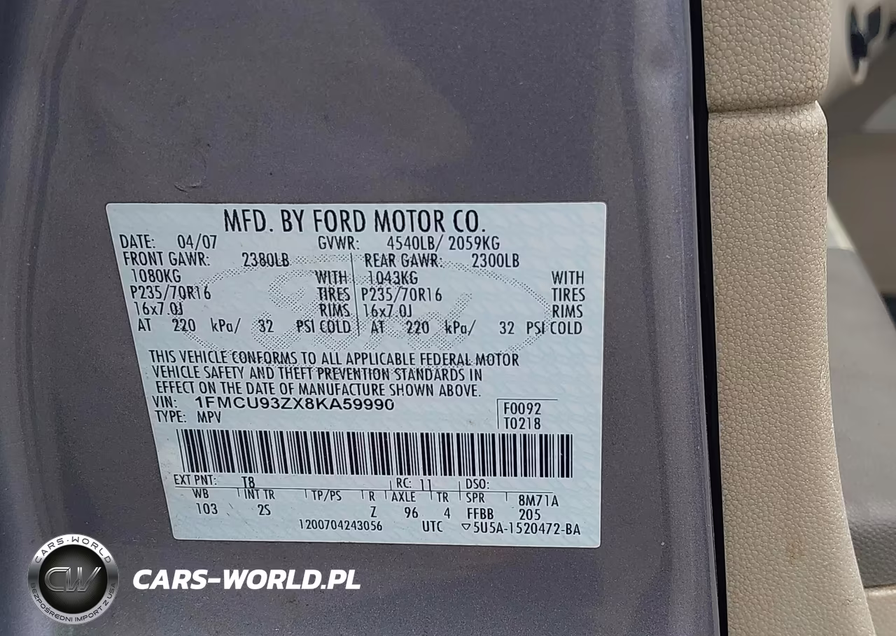2008 Ford Escape Xlt VIN:1FMCU93ZX8KA59990 - 9