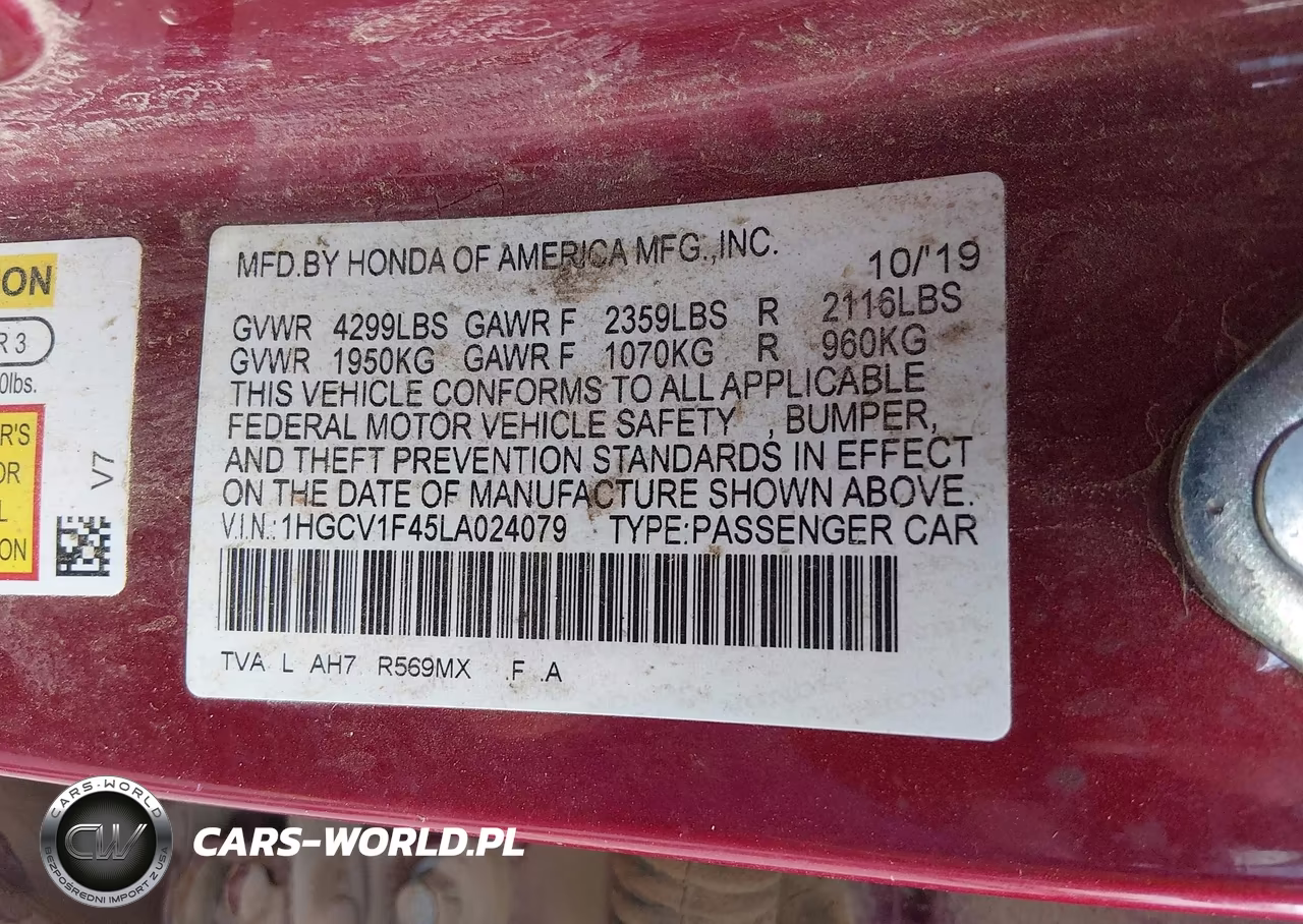 2020 Honda Accord Ex VIN:1HGCV1F45LA024079 - 9