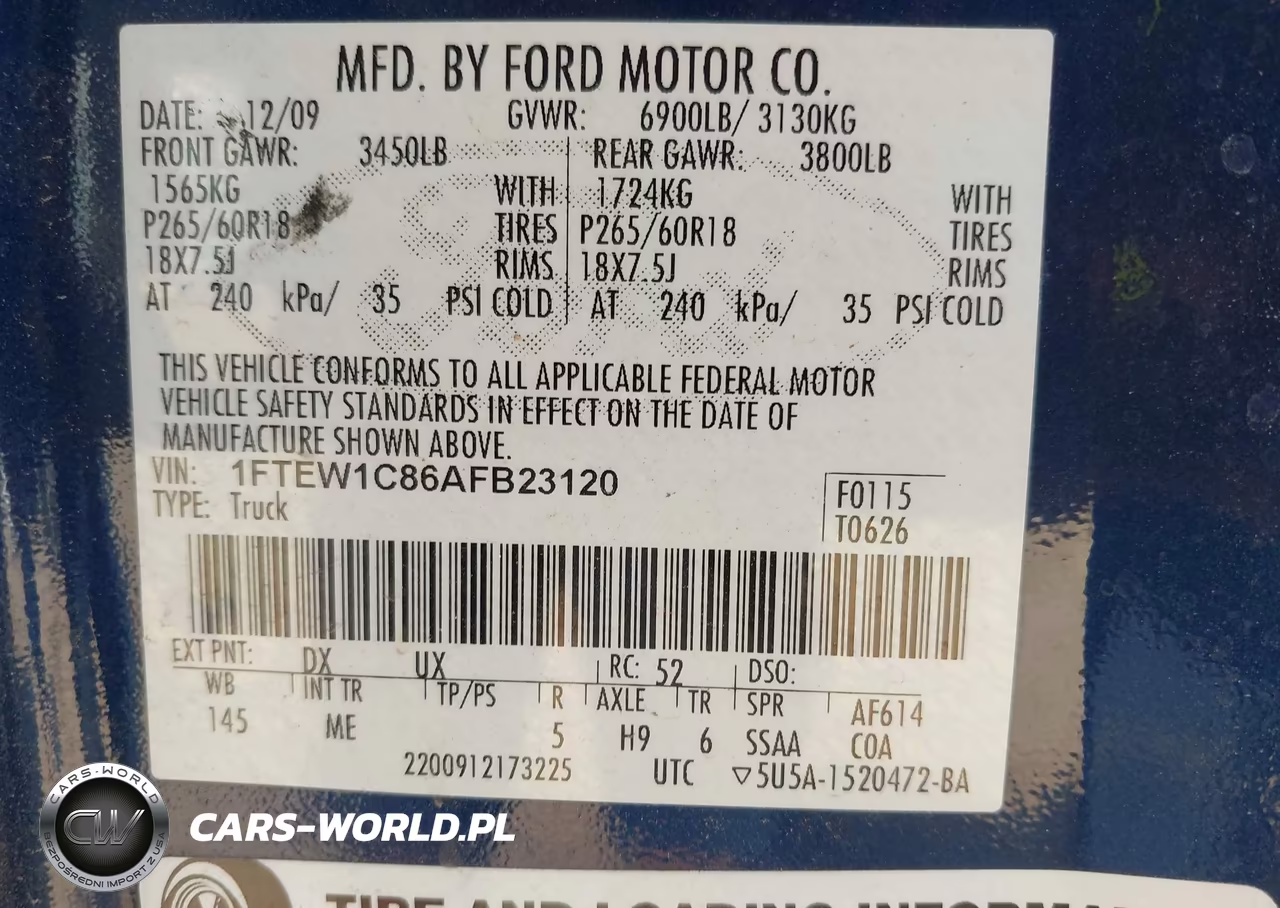 2010 Ford F-150 Xlt VIN:1FTEW1C86AFB23120 - 9