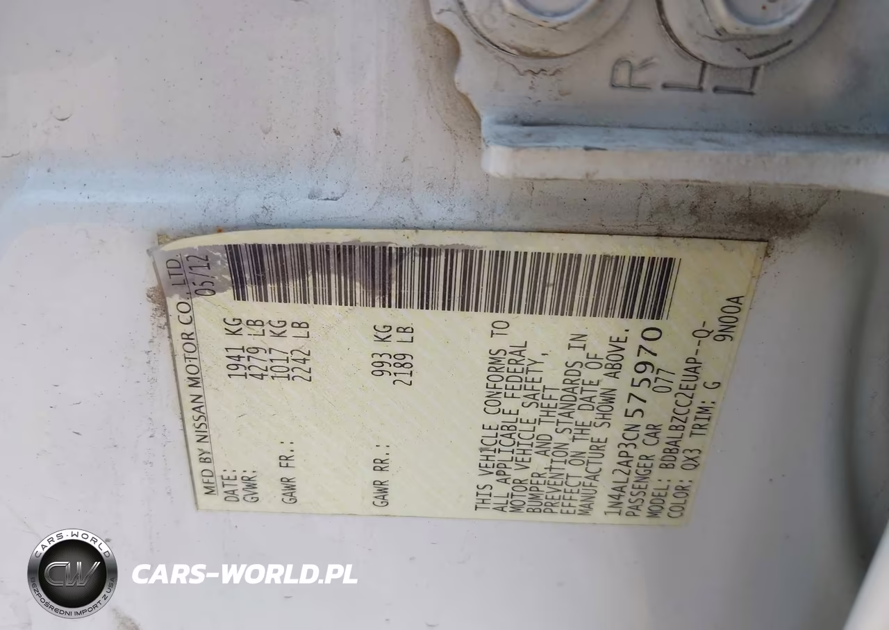 2012 Nissan Altima 2.5 S VIN:1N4AL2AP3CN575970 - 9