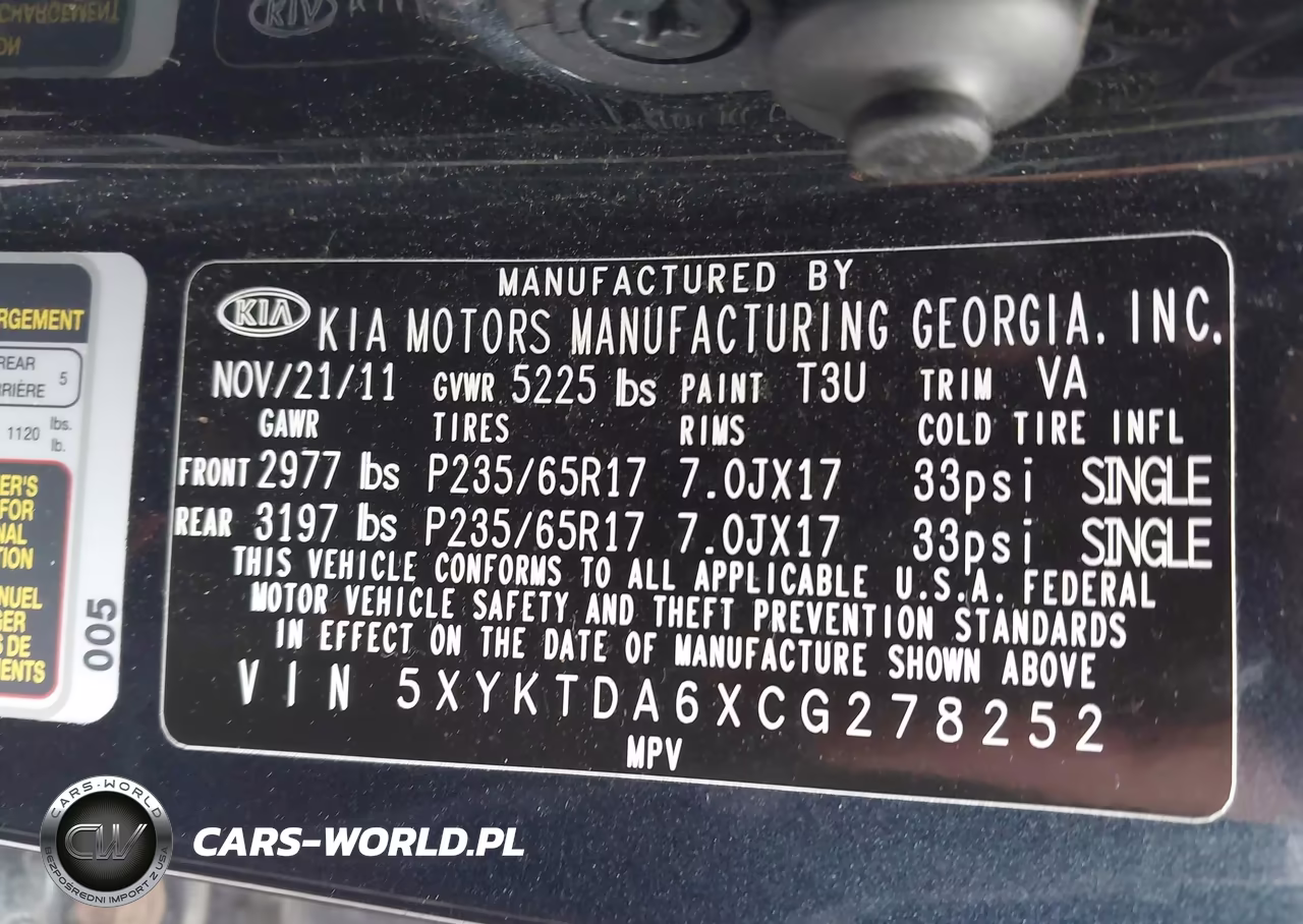 2012 Kia Sorento Lx VIN:5XYKTDA6XCG278252 - 9