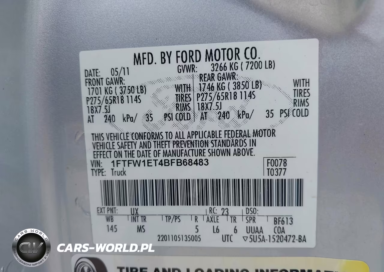 2011 Ford F-150 Xlt VIN:1FTFW1ET4BFB68483 - 9