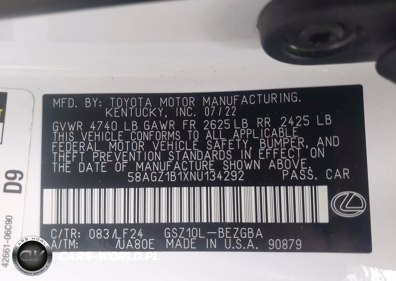 2022 Lexus Es 350 F Sport VIN:58AGZ1B1XNU134292 - 9
