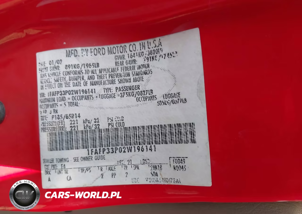 2002 Ford Focus Lx Base-Lx Premium VIN:1FAFP33P02W196141 - 9