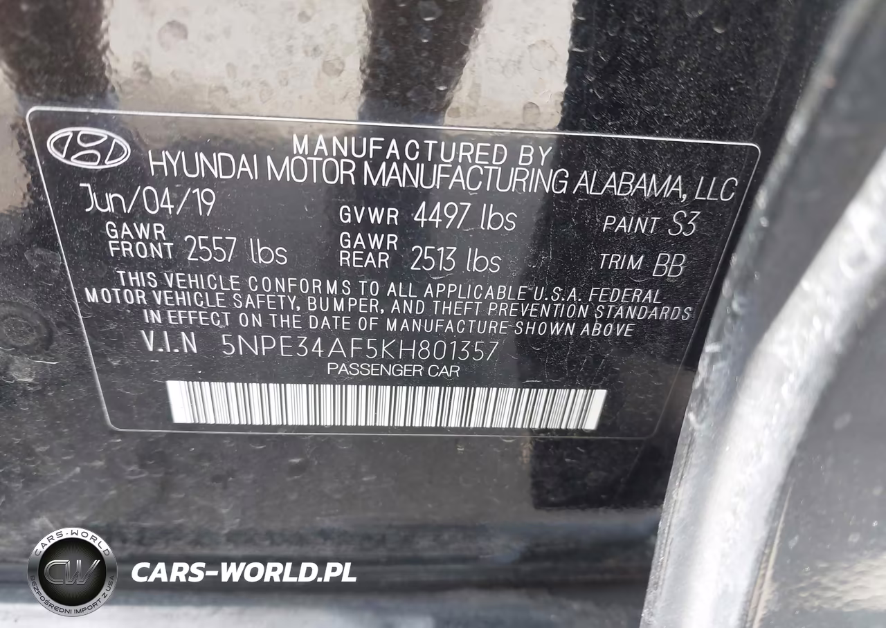 2019 Hyundai Sonata Limited VIN:5NPE34AF5KH801357 - 9