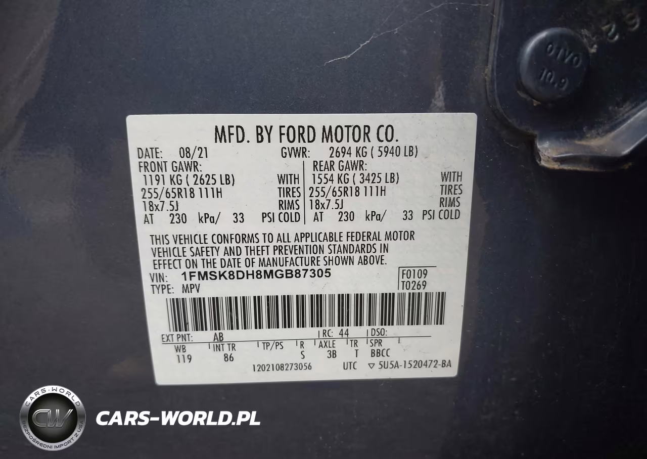 2021 Ford Explorer Xlt VIN:1FMSK8DH8MGB87305 - 9