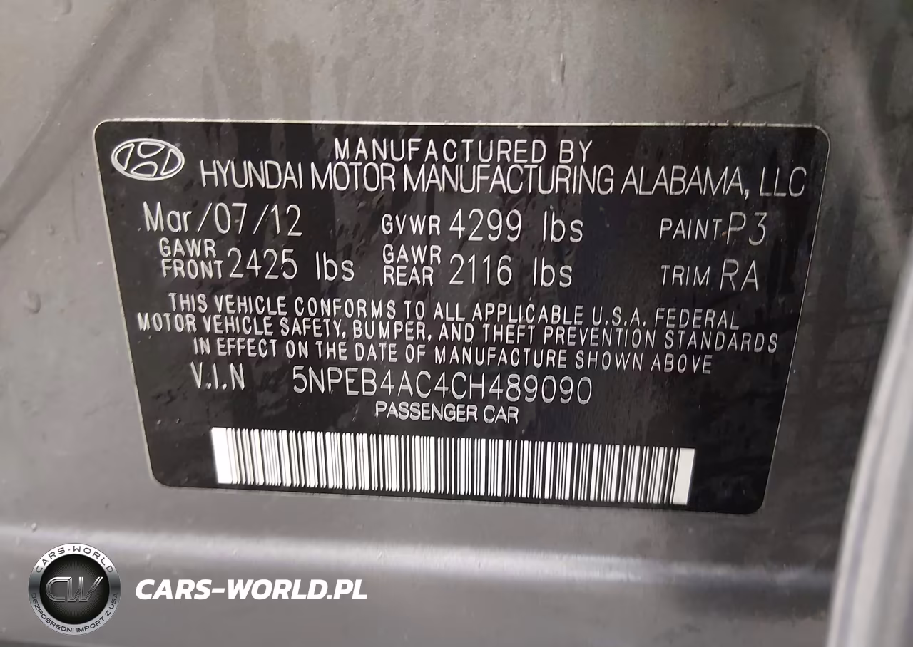 2012 Hyundai Sonata Gls VIN:5NPEB4AC4CH489090 - 9