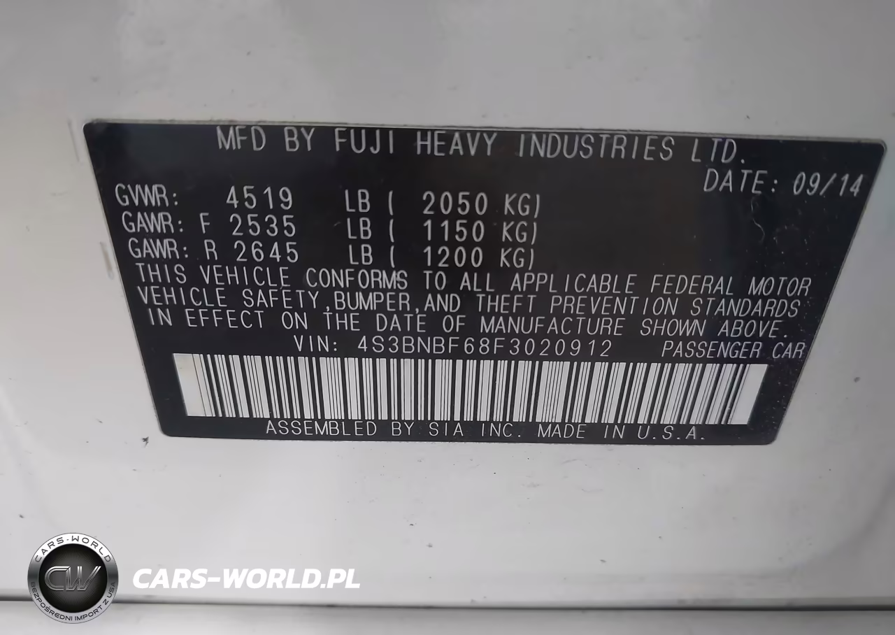 2015 Subaru Legacy 2.5I Premium VIN:4S3BNBF68F3020912 - 9