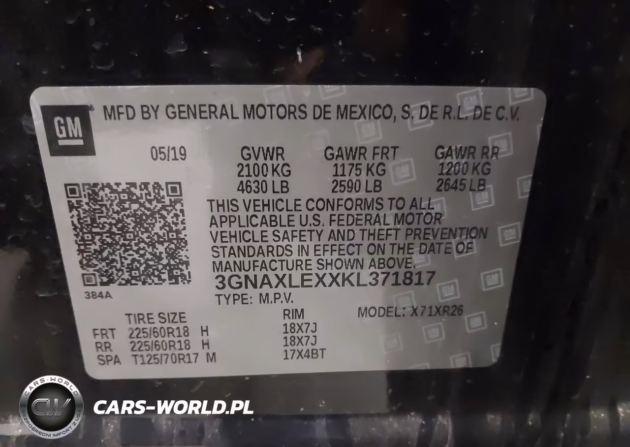 2019 Chevrolet Equinox Lt VIN:3GNAXLEXXKL371817 - 9