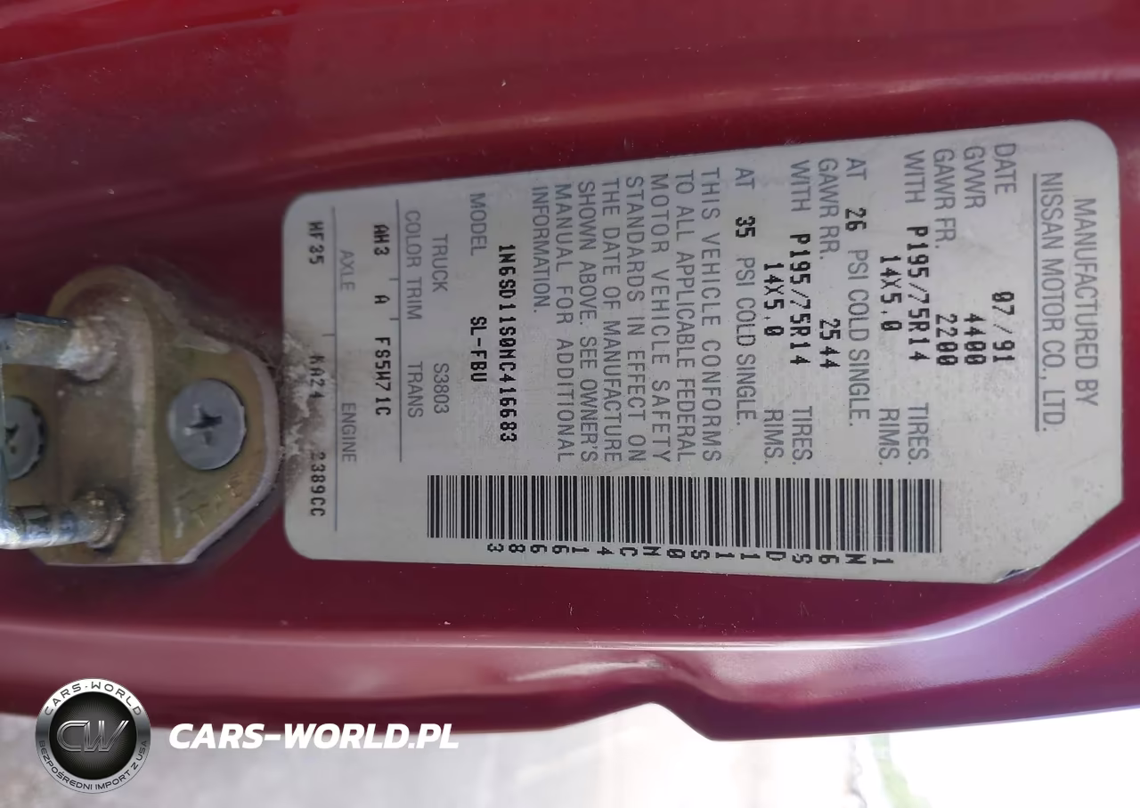 1991 Nissan Truck Short Wheelbase VIN:1N6SD11S0MC416683 - 9