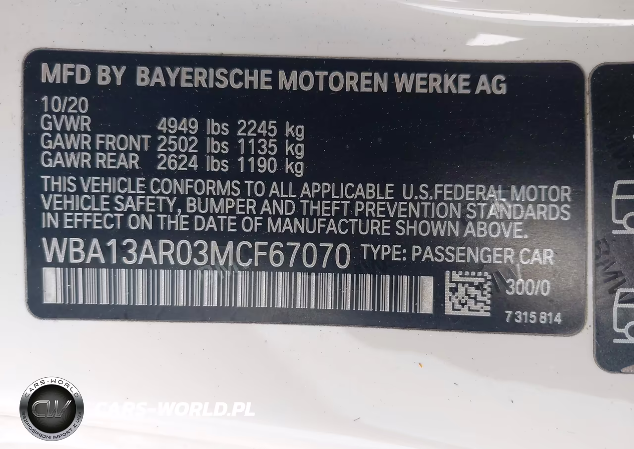 2021 BMW M440I xDrive VIN:WBA13AR03MCF67070 - 9