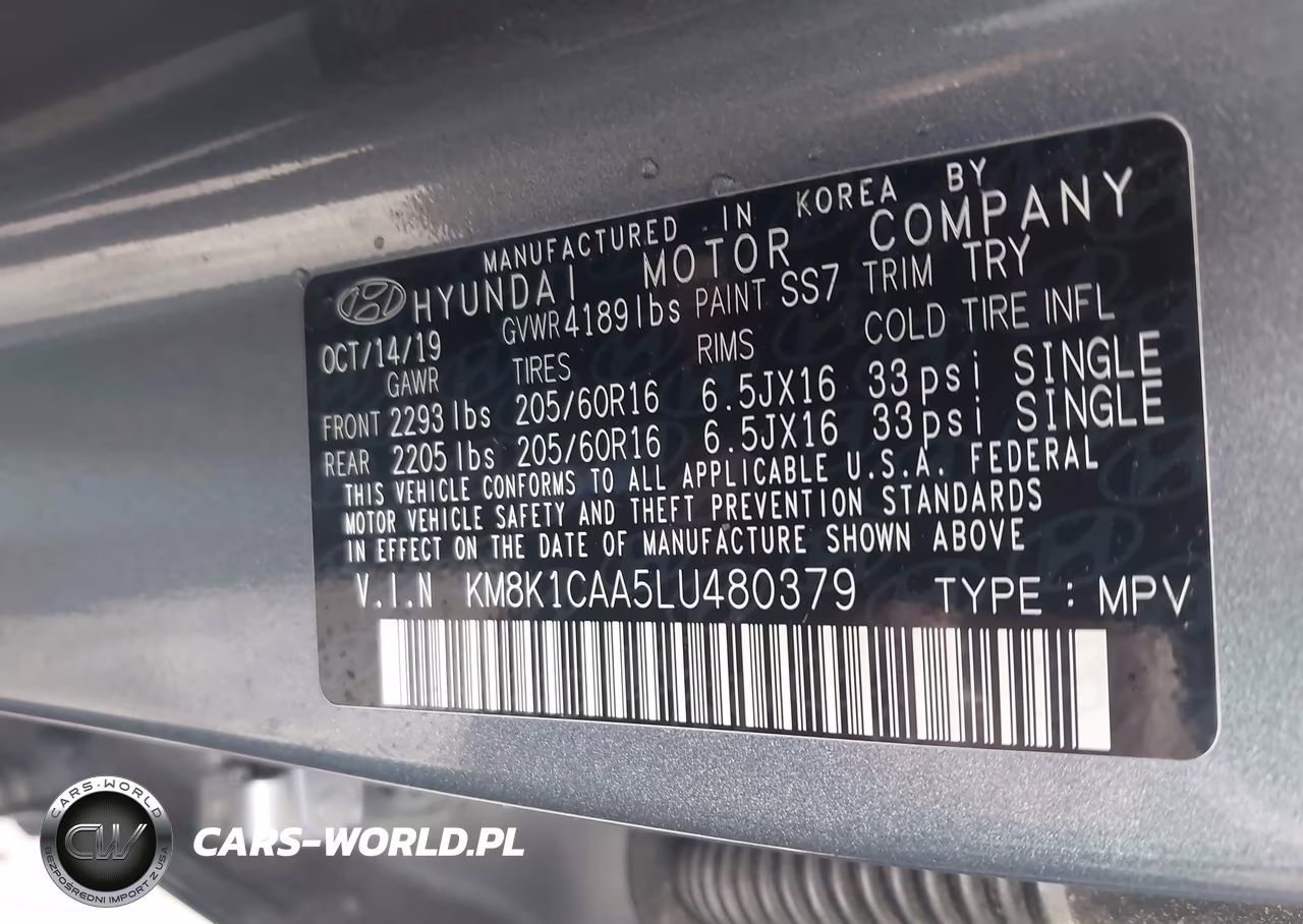 2020 Hyundai Kona Se VIN:KM8K1CAA5LU480379 - 9