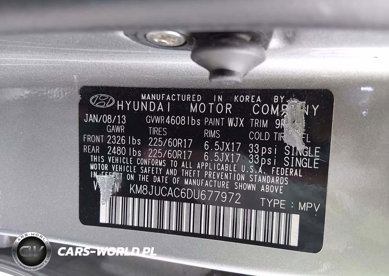 2013 Hyundai Tucson Gls VIN:KM8JUCAC6DU677972 - 9