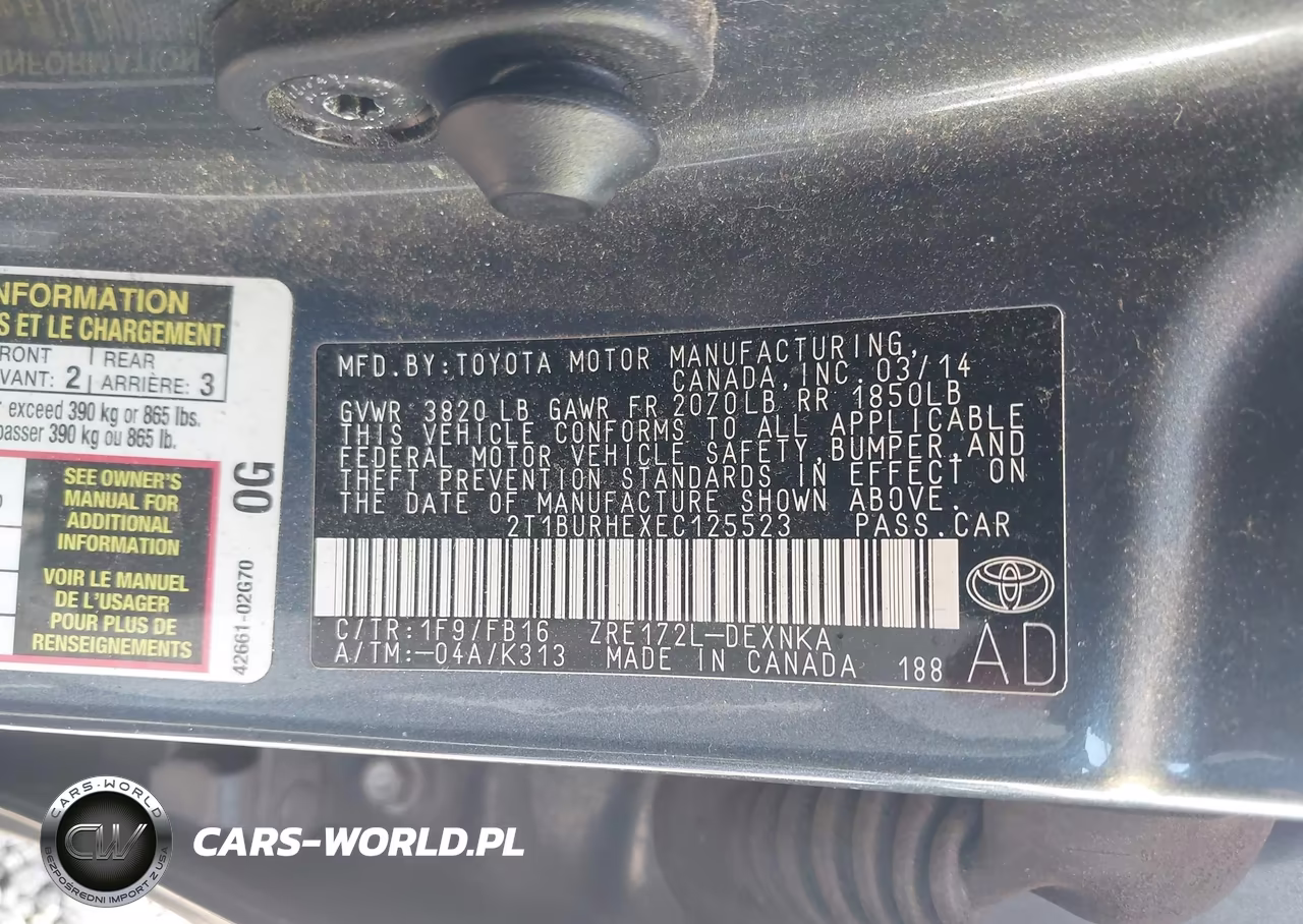 2014 Toyota Corolla Le VIN:2T1BURHEXEC125523 - 9