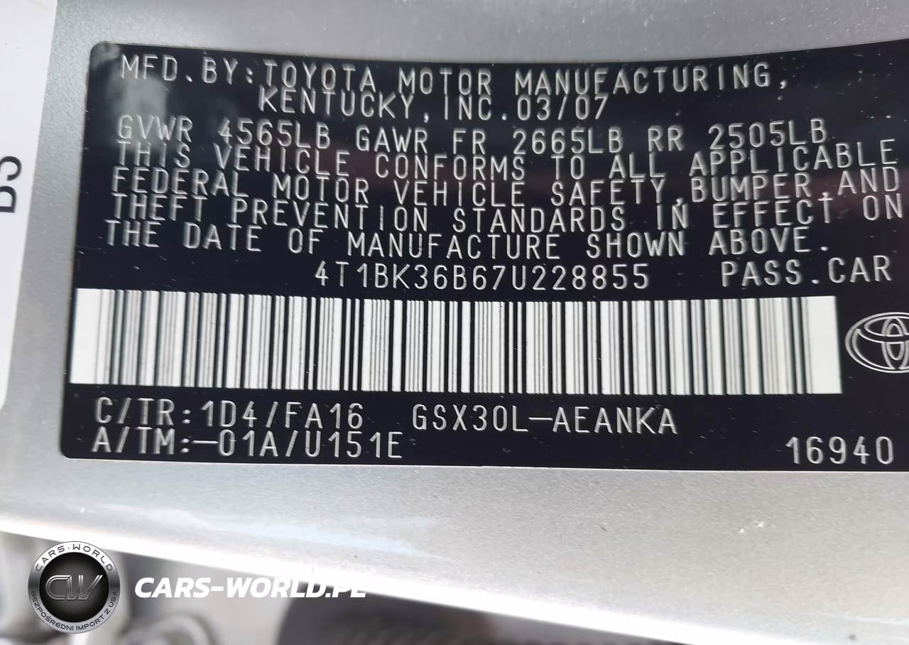 2007 Toyota Avalon Xl VIN:4T1BK36B67U228855 - 9