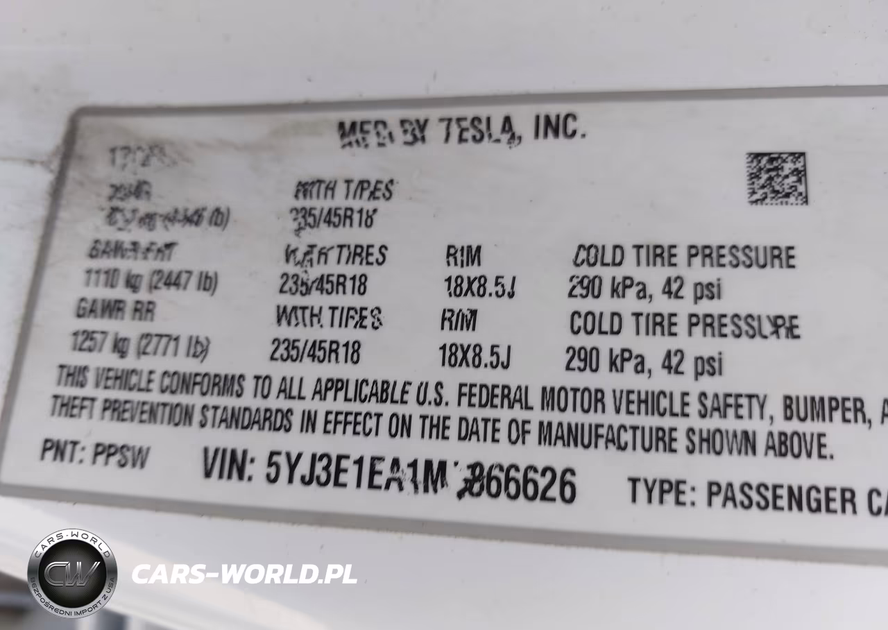2021 Tesla Model 3 Standard Range Plus Rear-Wheel Drive VIN:5YJ3E1EA1MF866626 - 9