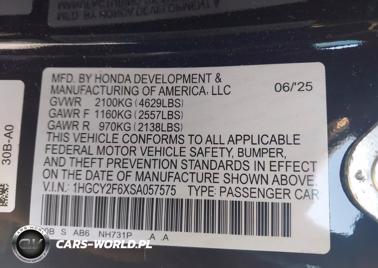 2025 Honda Accord Hybrid Ex-L VIN:1HGCY2F6XSA057575 - 9