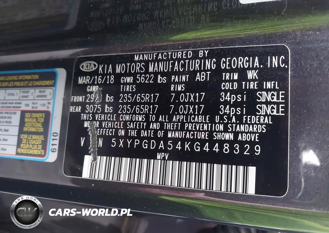 2019 Kia Sorento 3.3L Lx VIN:5XYPGDA54KG448329 - 9