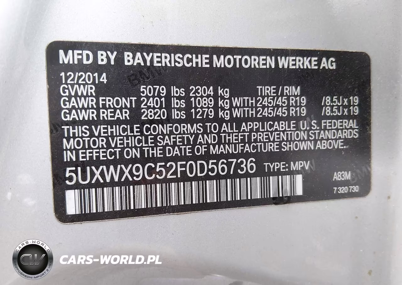 2015 BMW X3 xDrive28I VIN:5UXWX9C52F0D56736 - 9