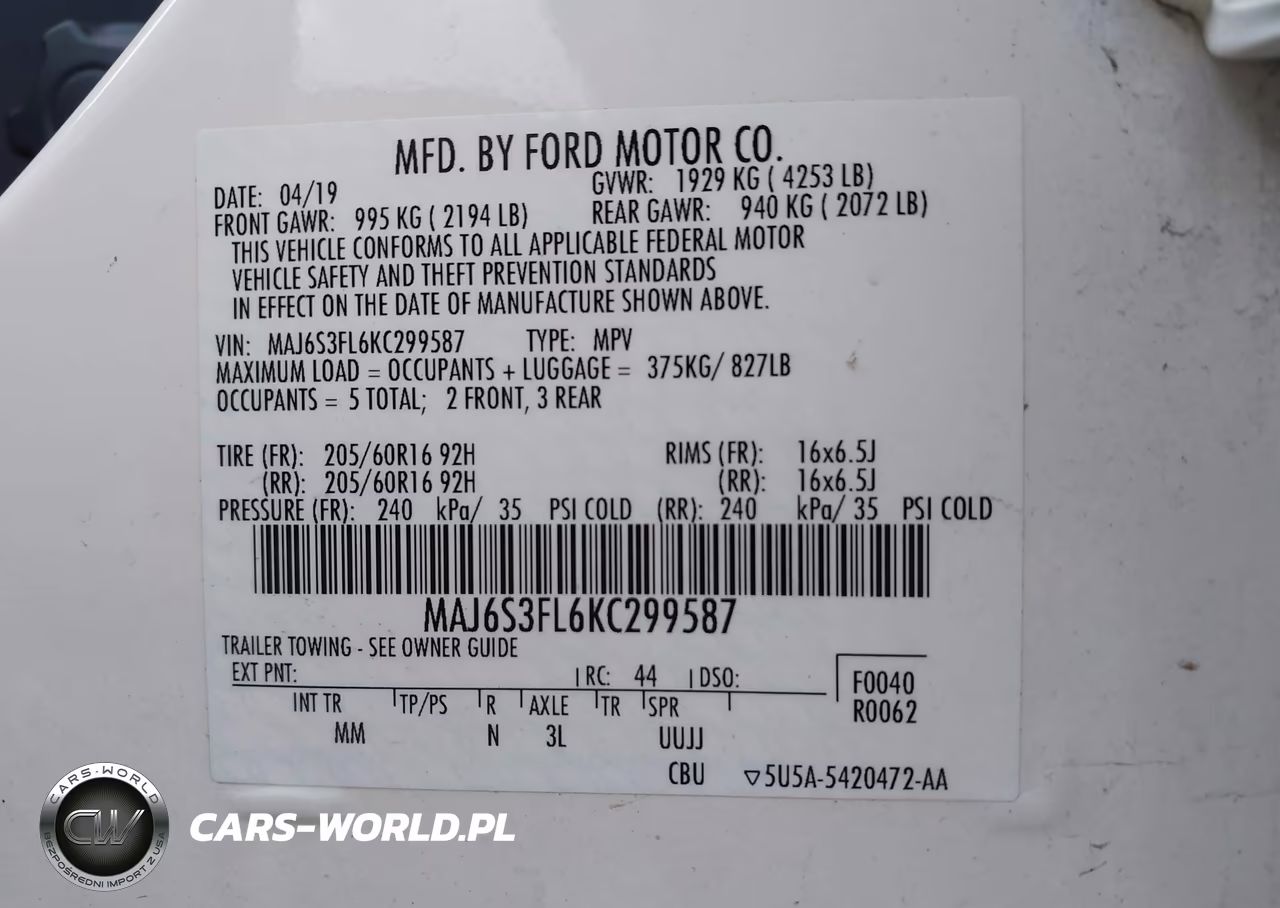 2019 Ford Ecosport S VIN:MAJ6S3FL6KC299587 - 9