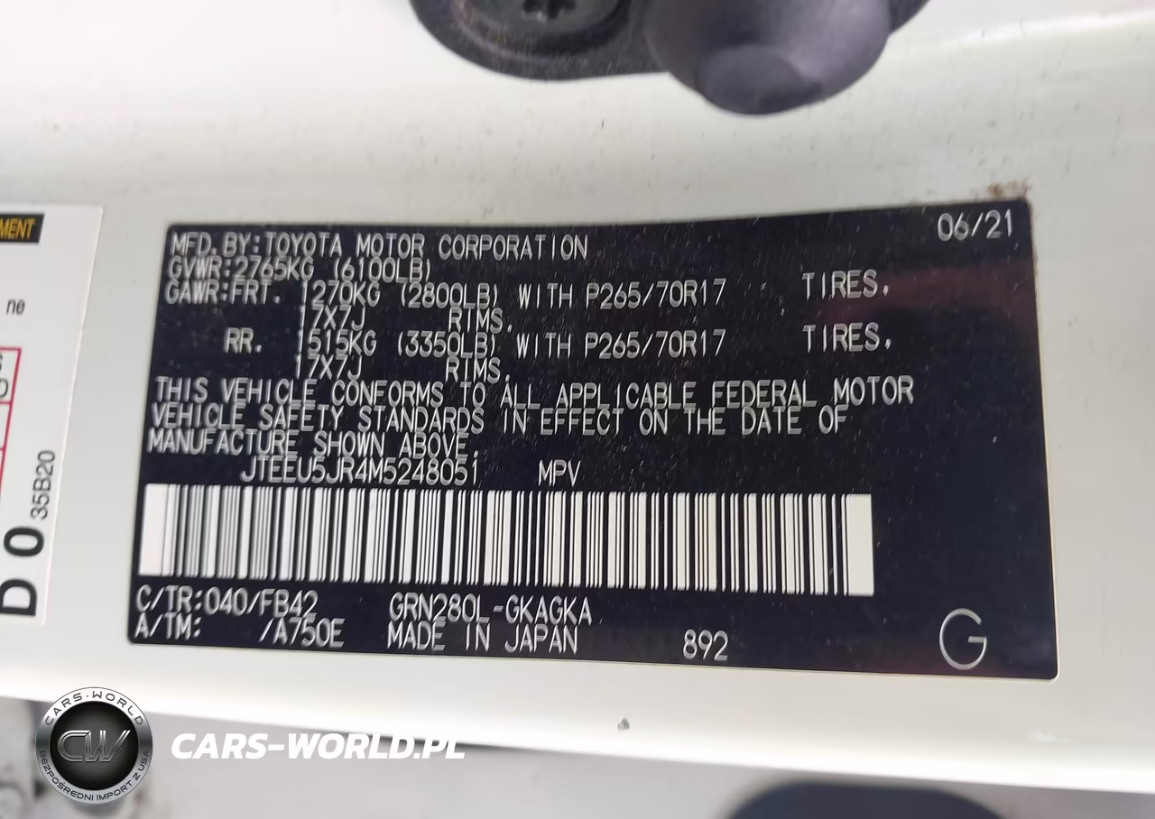 2021 Toyota 4Runner Sr5 VIN:JTEEU5JR4M5248051 - 9