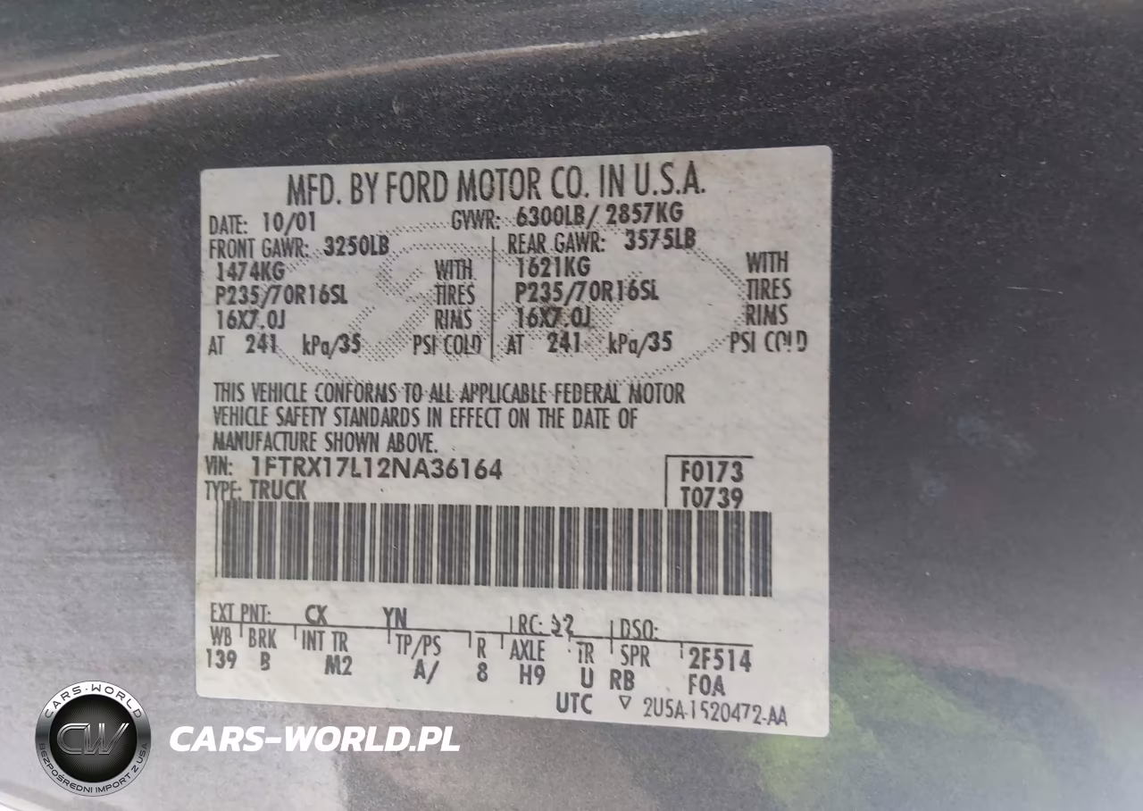 2002 Ford F-150 Lariat-Xl-Xlt VIN:1FTRX17L12NA36164 - 9