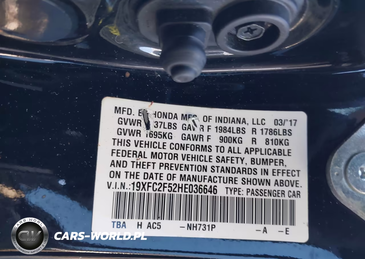 2017 Honda Civic Lx VIN:19XFC2F52HE036646 - 9