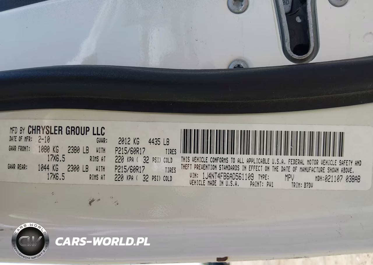 2010 Jeep Compass Sport VIN:1J4NT4FB6AD561109 - 9
