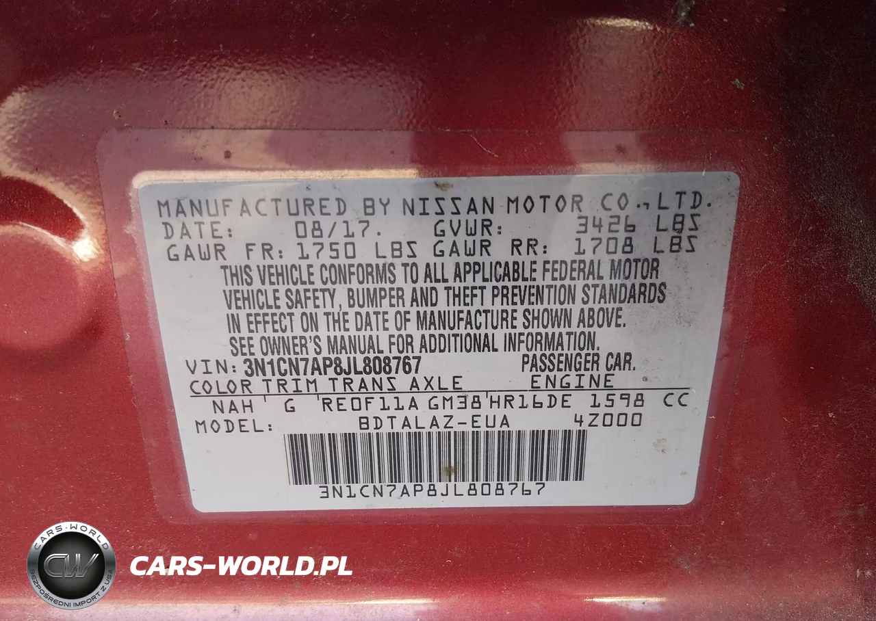 2018 Nissan Versa 1.6 S+ VIN:3N1CN7AP8JL808767 - 9