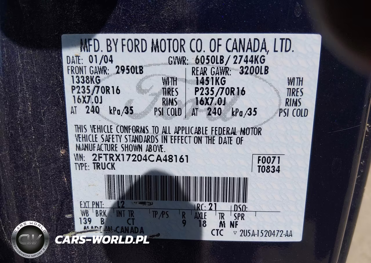 2004 Ford F-150 Heritage Xl-Xlt VIN:2FTRX17204CA48161 - 9