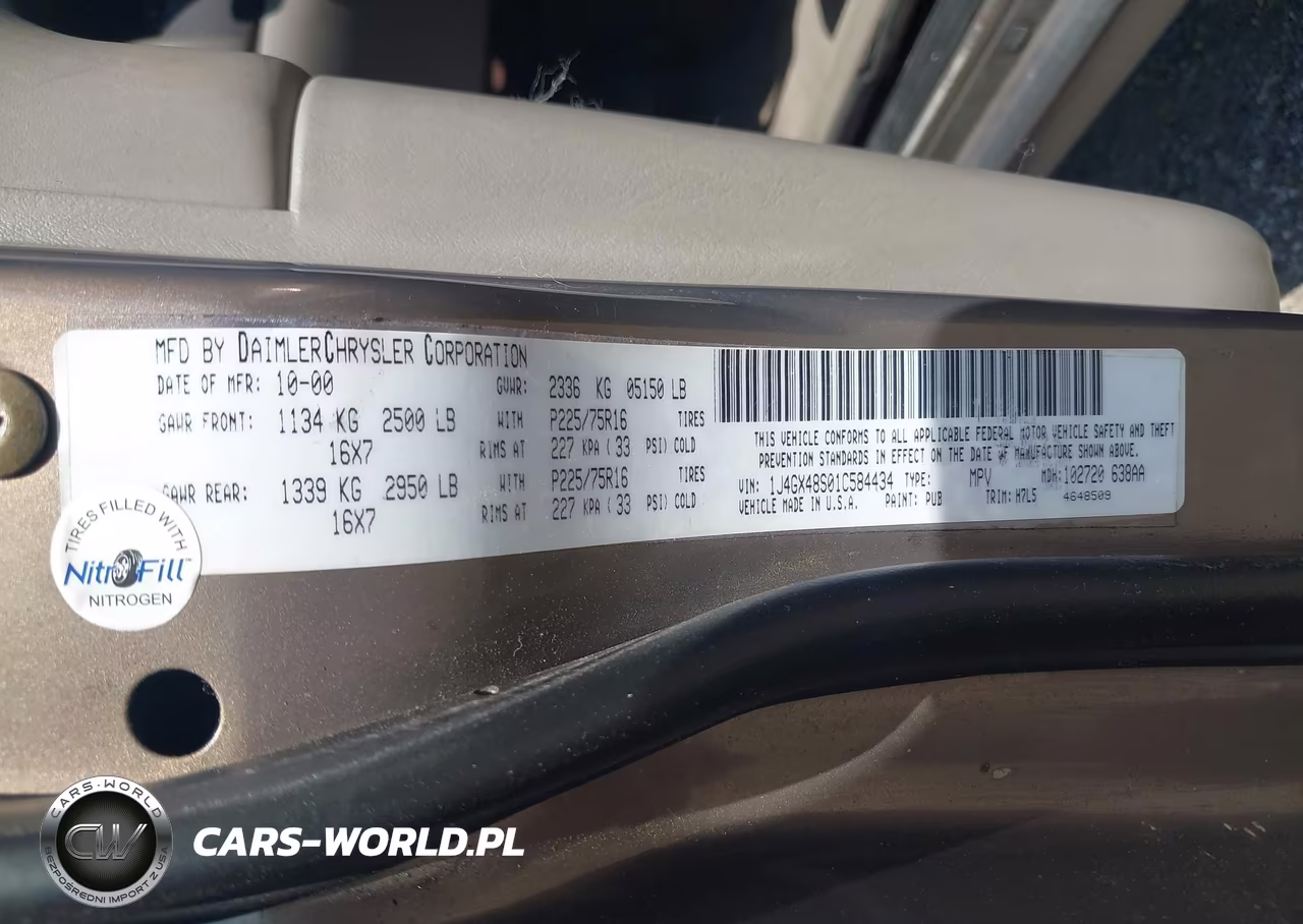 2001 Jeep Grand Cherokee Laredo VIN:1J4GX48S01C584434 - 9